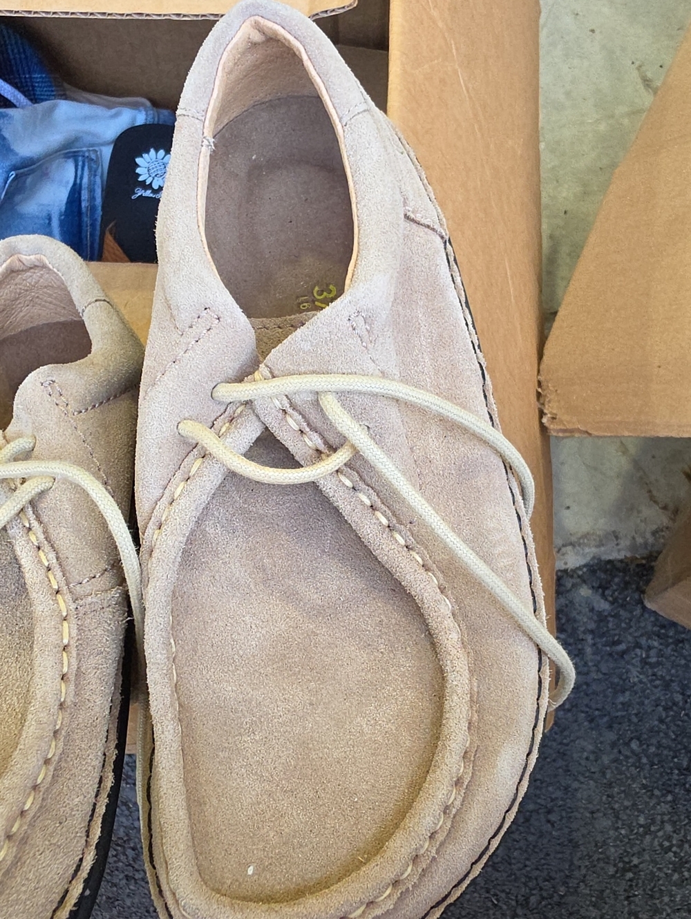 Womens Suede Moccasin Lace Shoes - Tan